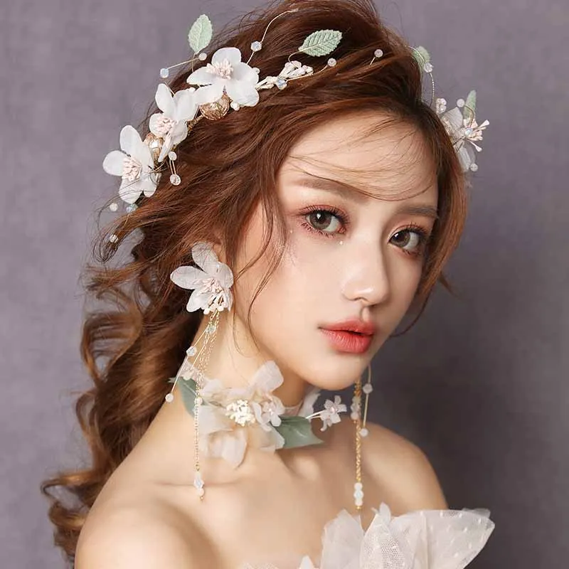 Women Girl Hairband Headband Shell Flower Wreath Bridal Wedding Hair Accessories 