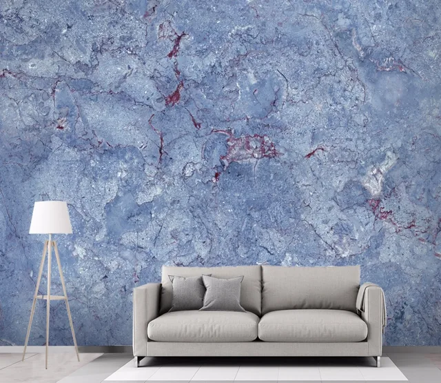 Bacaz 8d Blue Marble Texture Wallpaper Mural For Living Room Tv