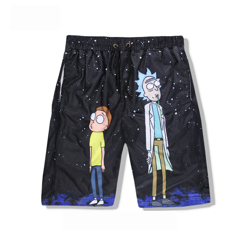 Rick and Morty Men's Summer Casual Shorts Cartoon 3D Print Loose Beach Shorts