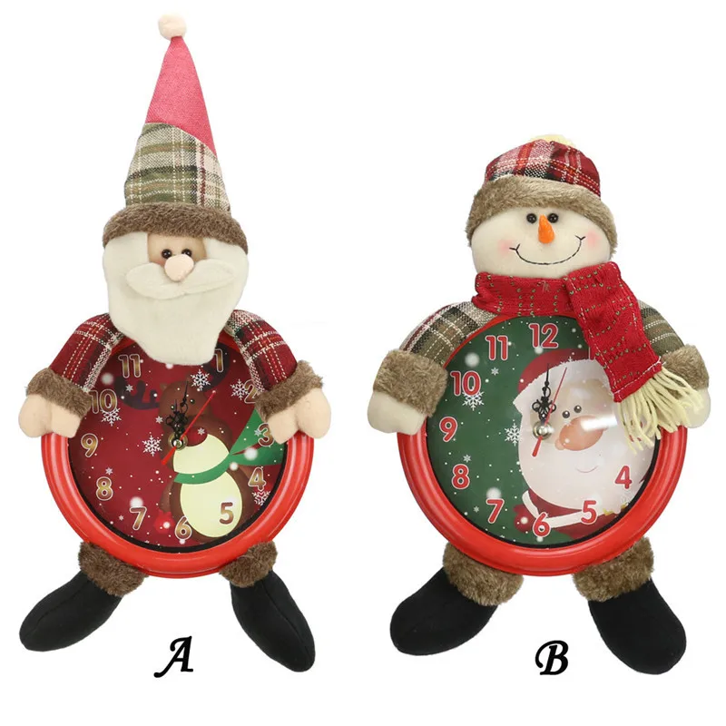 

Christmas Wall Clock Santa Snowman Shape Clock Wall Pendant Clock happy new year modern design 3d home living room decor 2019