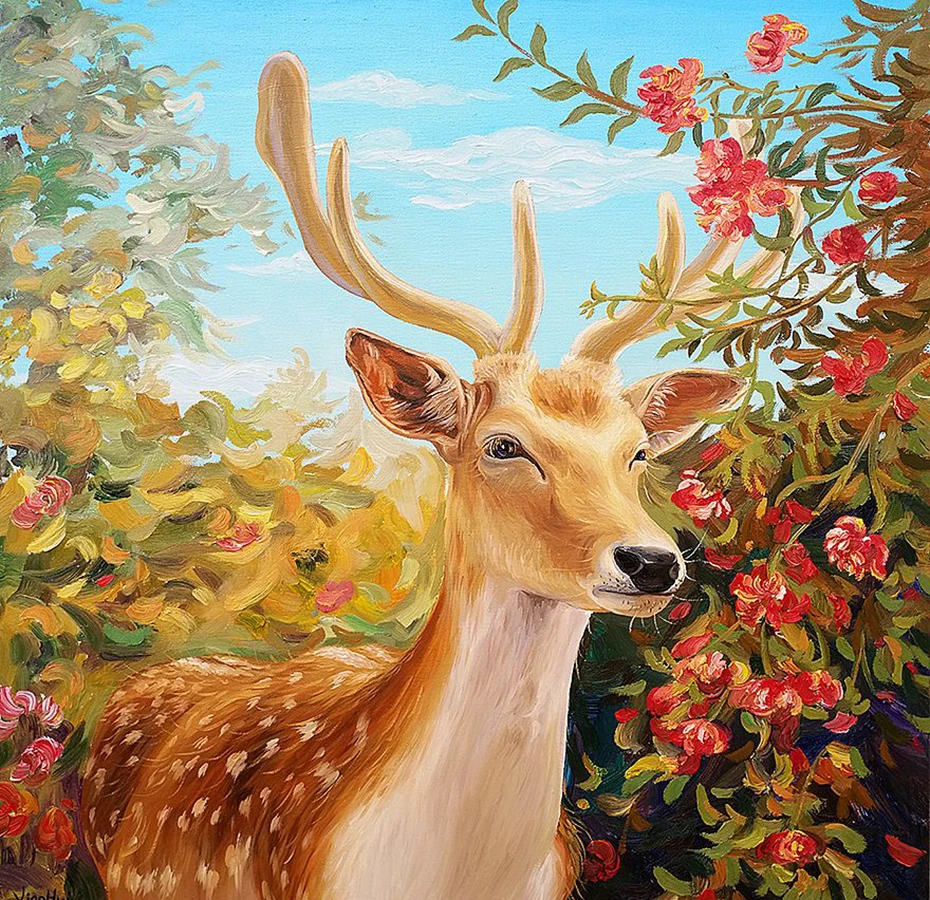 

5D DIY Diamond Painting Sika Deer Full Square Embroidery Mosaic Animal Pictures of Rhinestones Handwork