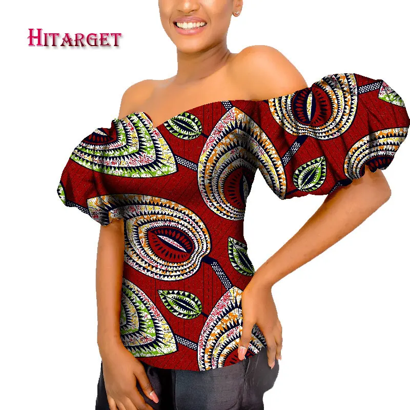 

2018 New Dashiki African Women Clothing Bazin Fashion Elegant V-neck sexy African top Clothing plus size custom clothes WY3483