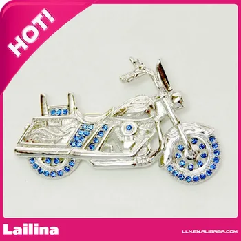 

Motorcycle Pin Brooch Gorgeous Sapphire Blue Crystal