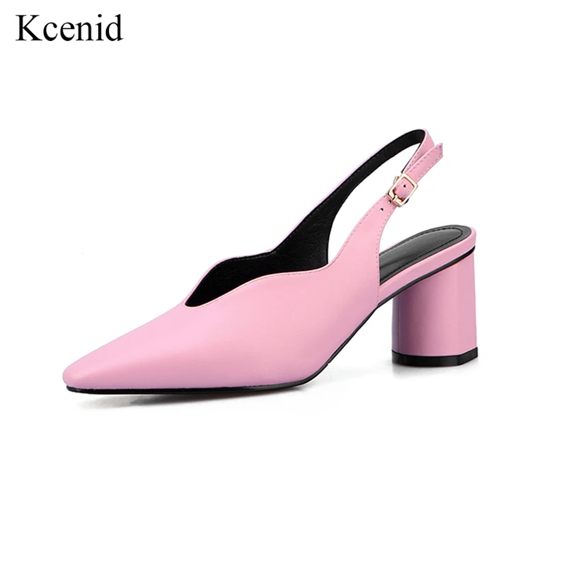 

Kcenid 2019 Women shoes with heels genuine leather women pumps shoes pink high heels ladies office dress party fashion slingback