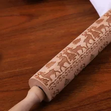 35/43 см для ухода за ребенком для мам Рождество тисненая скалка для выпечки деревянная Скалка торт миксер для теста с гравировкой ролик Fondant(сахарная) олень; Снежинка