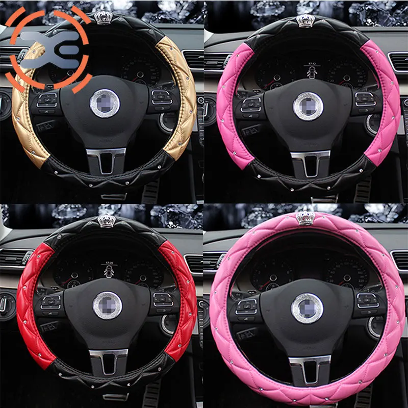 

Rhinestone Steering Cover 17 Colors Diameter 38cm Steering Wheel Cover All Season Steering Wheel Cover For Women