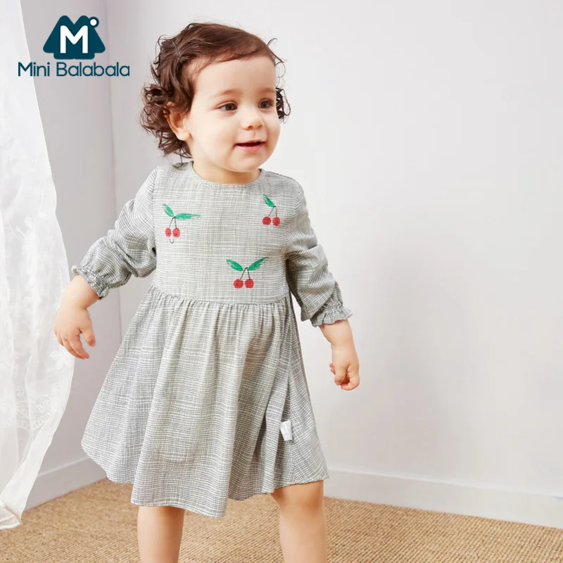 BalabalaBaby/мини-платье для девочек; Новинка г.; весенние хлопковые платья с длинными рукавами и цветочным рисунком для новорожденных