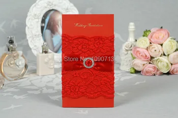 

Free Shipping 40 X Creative Lace Wedding Invitation With Buckle Personalized & Customized Printing Wedding Invitations Cards