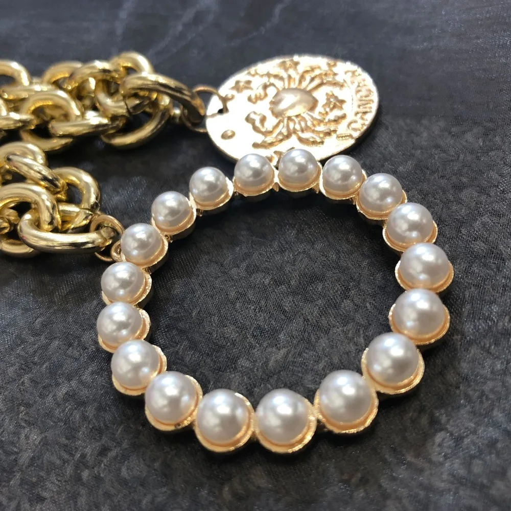AOMU преувеличенные многослойные металлические Золотые круглые подвески «краб» жемчужные круглые браслеты для женщин ручной работы ювелирные изделия вечерние, подарок