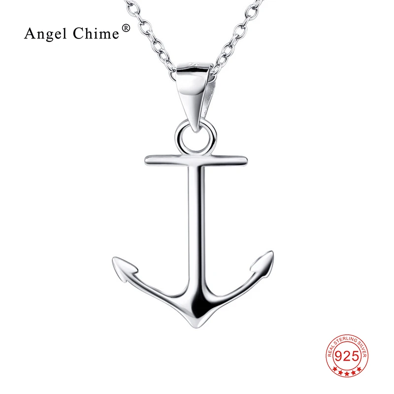 

Simple Anchor Pendant 925 Sterling Silver Statement Collier Necklace Women Fashion Jewelry Collares Mujer GND0848X