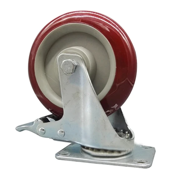 

Heavy Duty 125mm Rubber Wheel Swivel Castor Wheels Trolley Caster Brake Set of castor:with brake