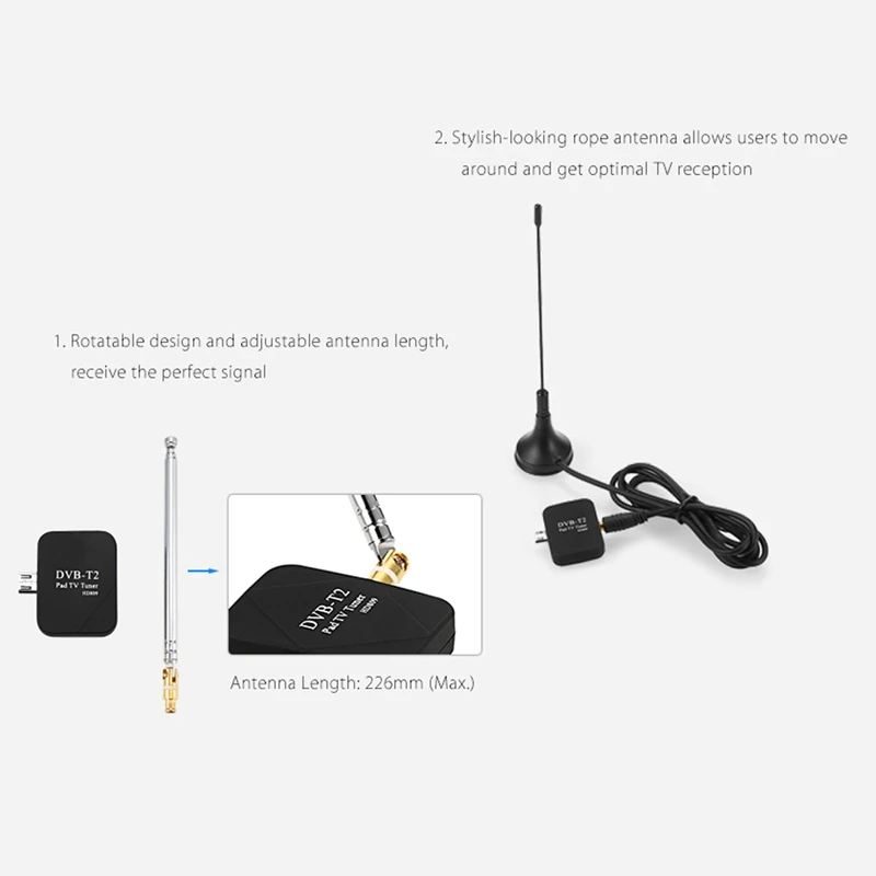 Portable USB DVB-T/T2 TV Tuner Stick Dongle Receiver for Android Smartphone