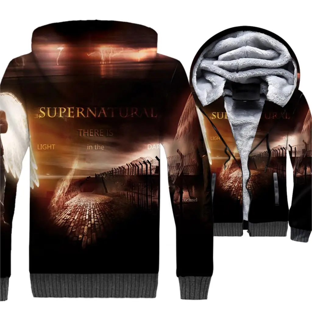 Толстовка Supernatural Для мужчин 3D куртки Для мужчин s SPN ТВ показать Толстовка 2018 зимние толстые флисовые теплые, на молнии, в стиле «хип-хоп»