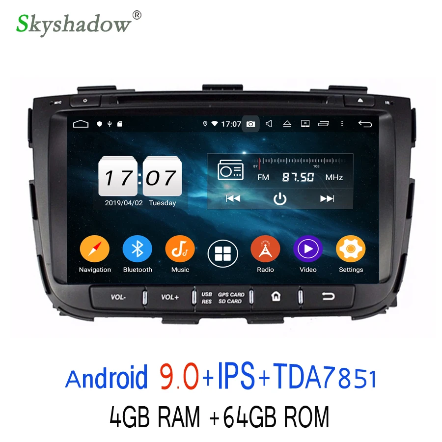 Excellent TDA7851 Android 9.0 For kia SORENTO 2013 2014 Octa Core 4GB RAM 64GB Bluetooth Wifi 4G GPS Glonass Map Car DVD Player RDS Radio 3