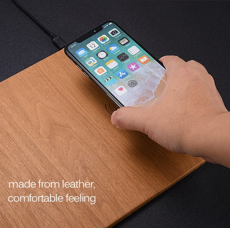 Fimilef QI Wireless Charging Mouse Pad Mat Wood Pattern Phone Wireless Charger for Iphone 8 Plus X for Samsung Galaxy S7 S8 S6 (8)