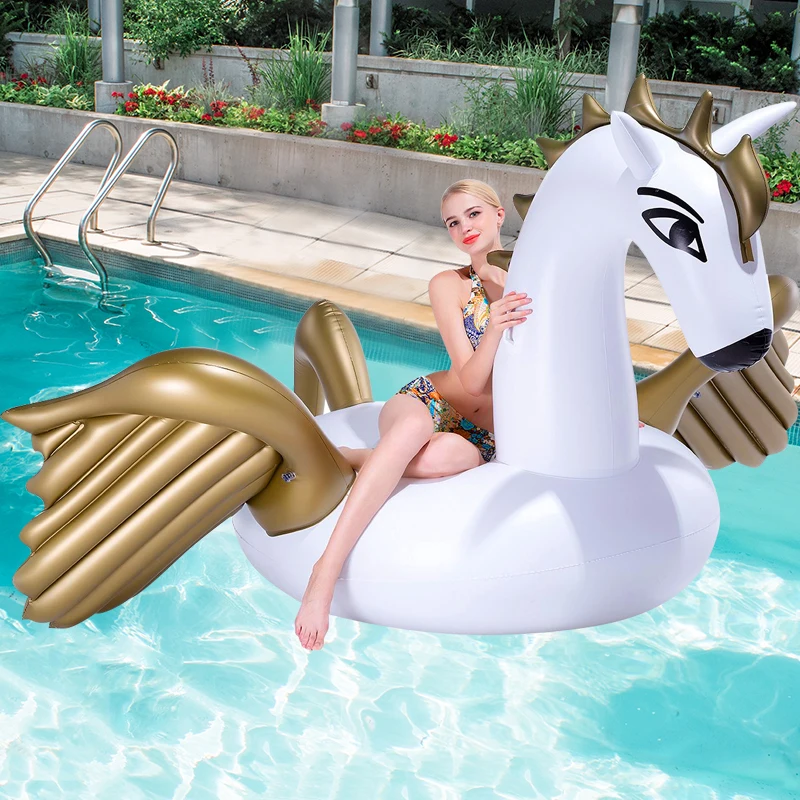 250 см надувной Золотой Pegasus Единорог Gaint бассейн поплавок матрас загорать коврик воздуха Плавательный Кольцо Круг пляж морской воды
