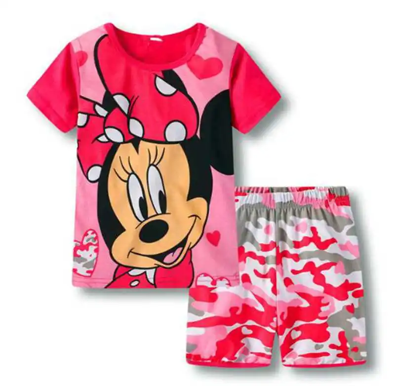Модные пижамы с рисунками животных для мальчиков и девочек, пижамы с короткими рукавами, летние пижамы, Детская Ночная одежда, домашняя одежда - Цвет: Слоновая кость