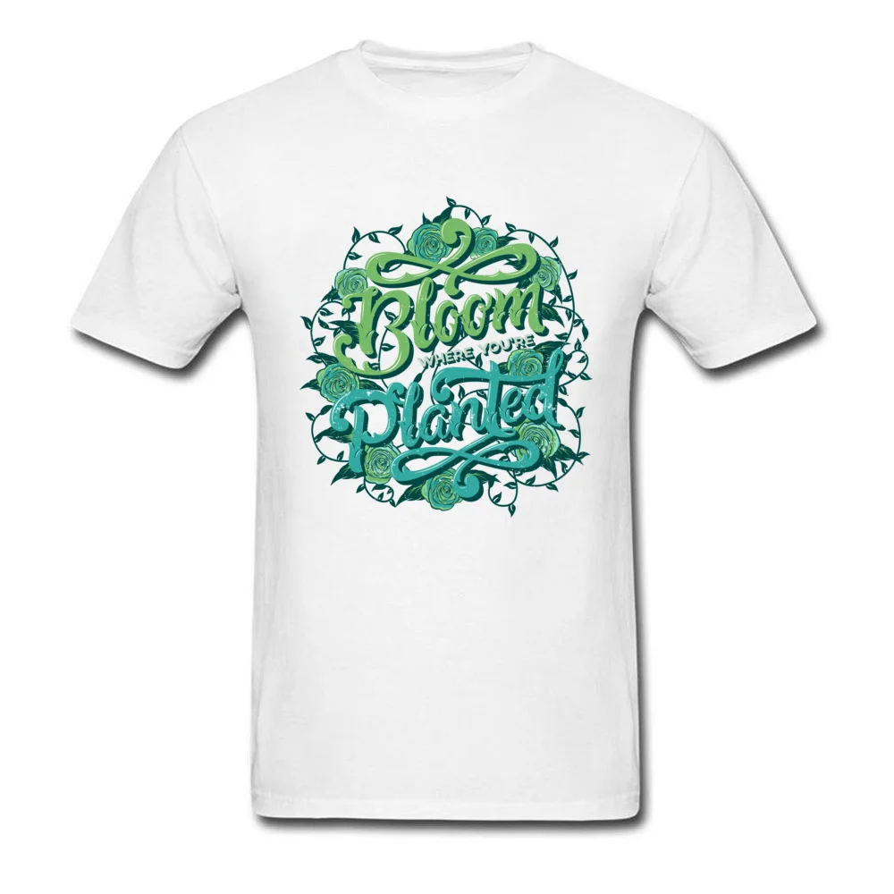 Hip Hop Men T Shirt O Neck Short Sleeve 100% Cotton Bloom Tops Shirts Printed T Shirt Drop Shipping Bloom white
