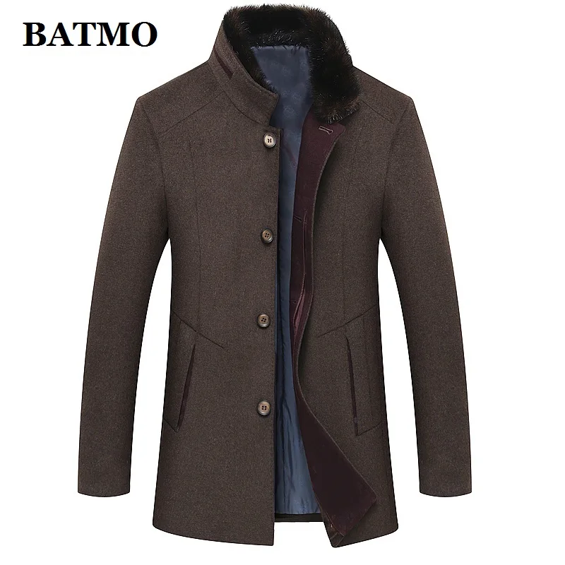 BATMO new arrival winter high quality wool casual trench coat men,men's thicked wool jackets plus-size M-6XL 1658 - Цвет: CAMEL