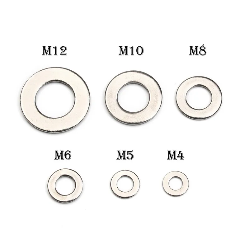 395PCS 6 Sizes Stainless Steel Washer Gasket Set Flat Ring Seal M4-M12 for Truck Vehicle Car Durable Washers Lock Fasteners Kit