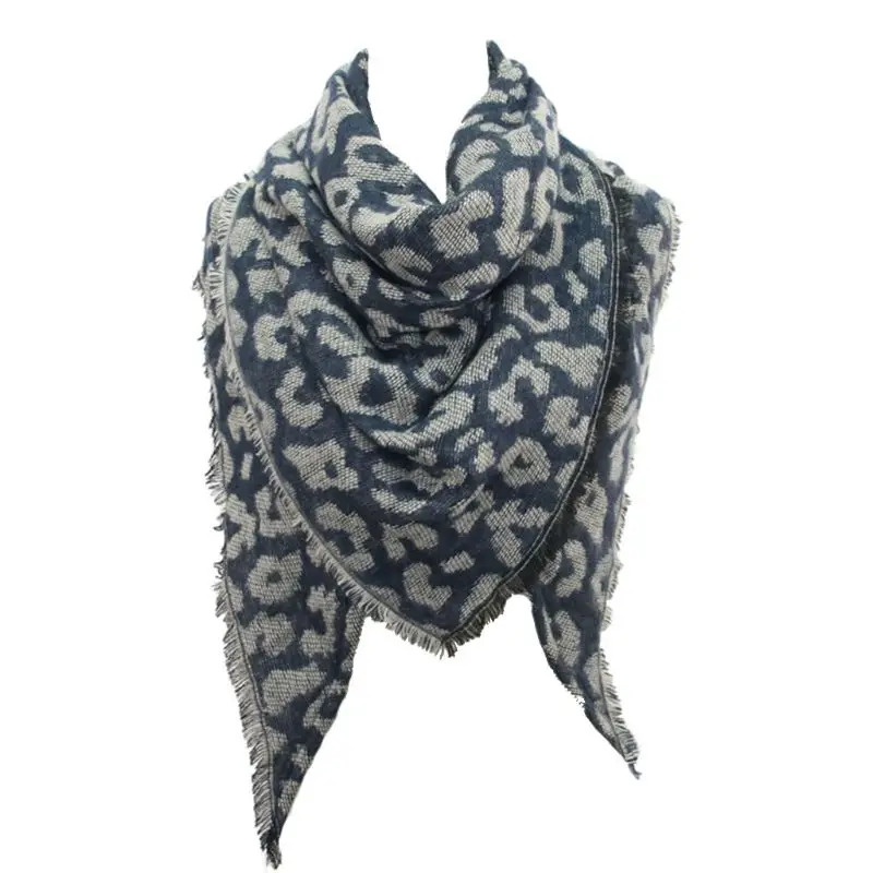 Для женщин зимние утепленные треугольники шарф Леопард геометрический узор лоскутное большой длинный шаль обертывания пашмины одеяло - Цвет: D