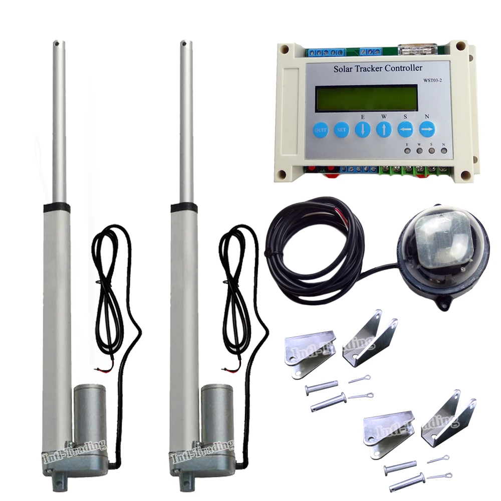

Electric Complete Dual Axis PV Solar Panel Tracking System -2*10" 1500N Linear Actuators +LCD Display Controller DIY Sun Tracker