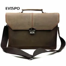 2017 Men Bags Crazy Horse Leather Casual Briefcase Portfolio Genuine Leather Man Business Bag Messenger Shoulder Laptop Bag