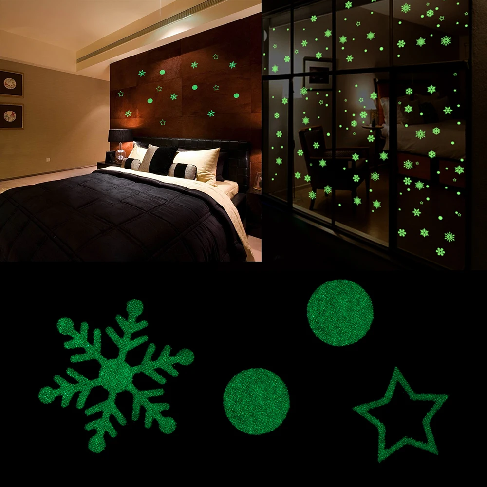DIY светящиеся веселые рождественские снежинки флуоресцентные наклейки для детской комнаты для окна внутри помещения Украшение Искусство Съемные рождественские наклейки