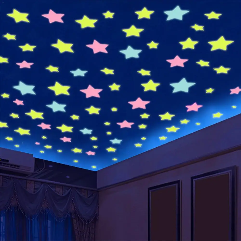 

100PCS 2.6CM Wall Stickers Glow In Stars Shine In The Dark Wall Stickers Round Dot Luminous Kids Room Decor