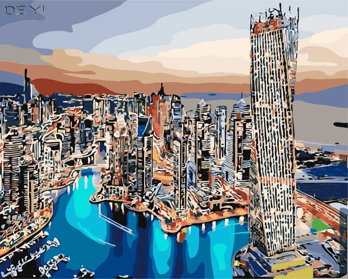 40*50cm Bustling Dubai Diy Painting By Numbers Coloring By Numbers On