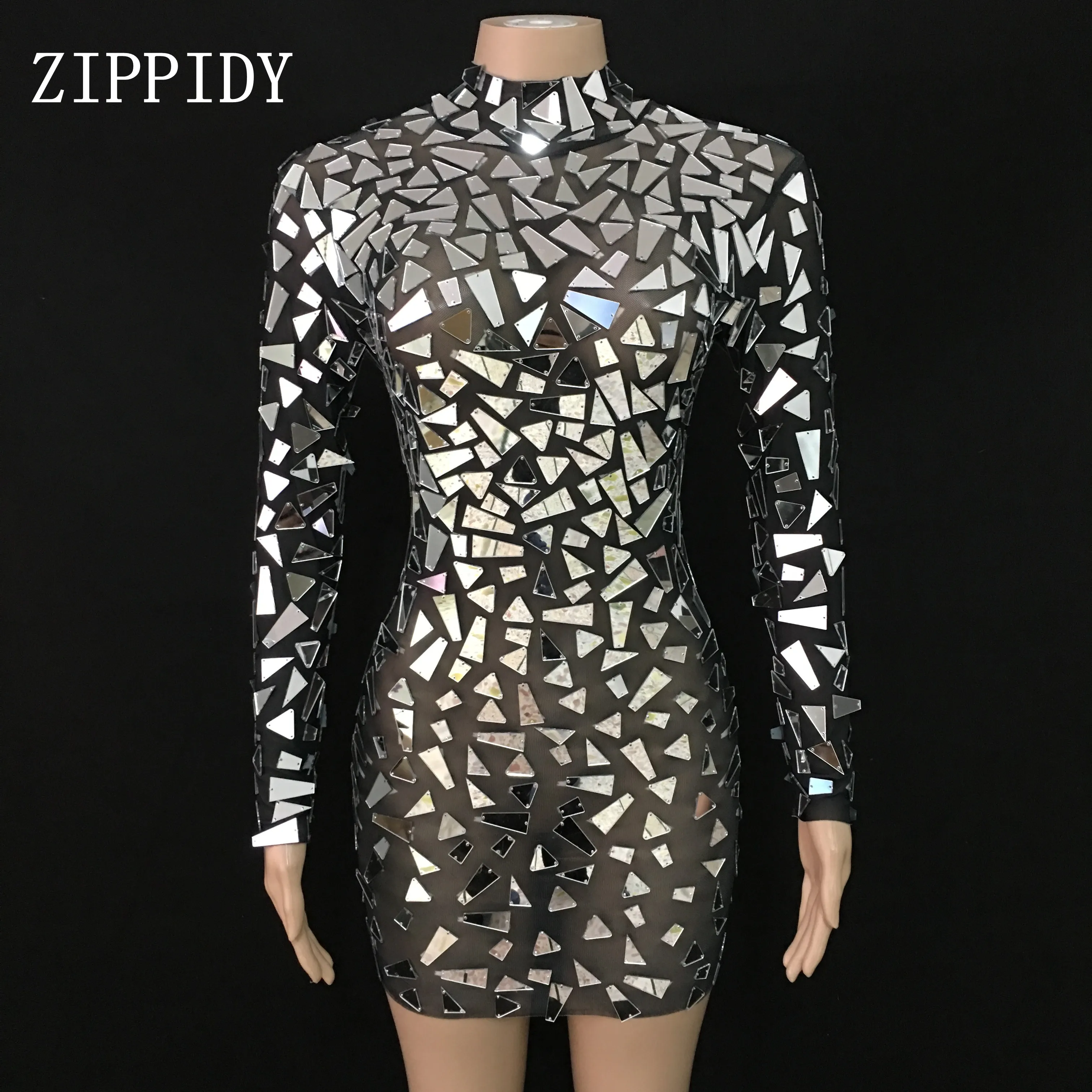 Sparkly Spiegels ZWART Mesh Dress Nachtclub Verjaardag Vieren Zien Door Jurk Sexy Skinny Kostuum Dans Stretch Jurk YOUDU Sparkly Spiegels ZWART Mesh Dress Nachtclub Verjaardag Vieren Zien Door Jurk Sexy Skinny Kostuum Dans Stretch Jurk YOUDU