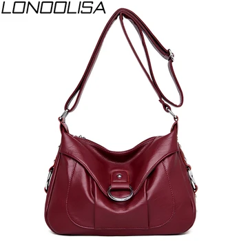 

LONOOLISA Sac A Main Femme Soft Leather Luxury Handbags Women Bags Designer Hobos Crossbody Shoulder Bags For Women 2019 Bolsa