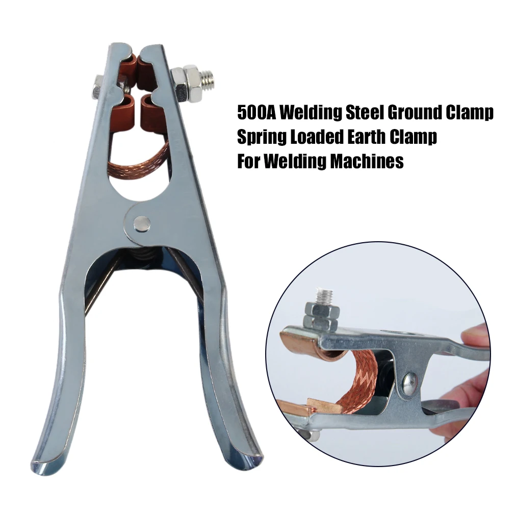500A Welding Steel Ground Clamp Spring Loaded Earth Clamp For Welding Machines M25in Pliers