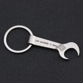 

Wrench Beer Bottle Opener Keyring Charm Jewelry For Daddy Father's Day Gift Birthday Name Private Customized Key Chain Gift