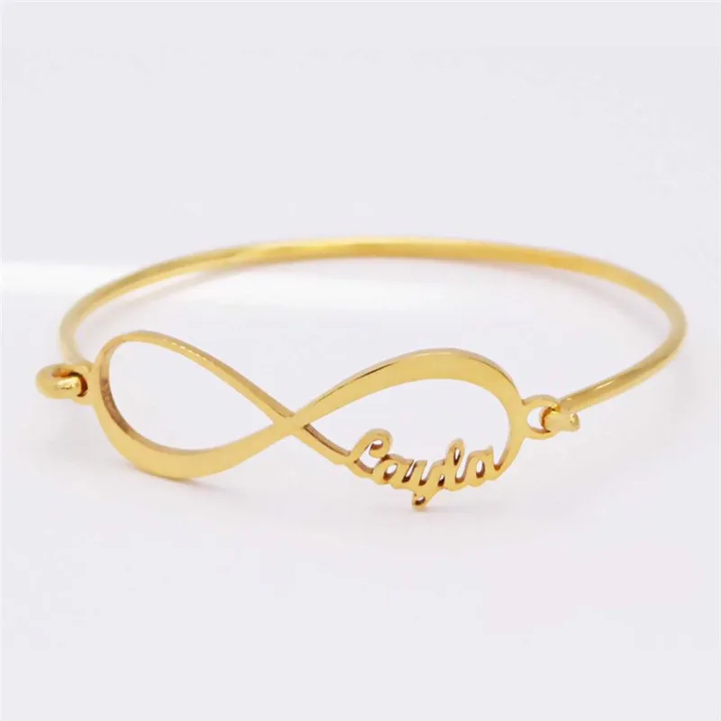 

Custom Name Bracelet Bangle for Lover Couples Women Men 8 Shape Infinity Love Gold Silver Personalized Special Jewelry Gift