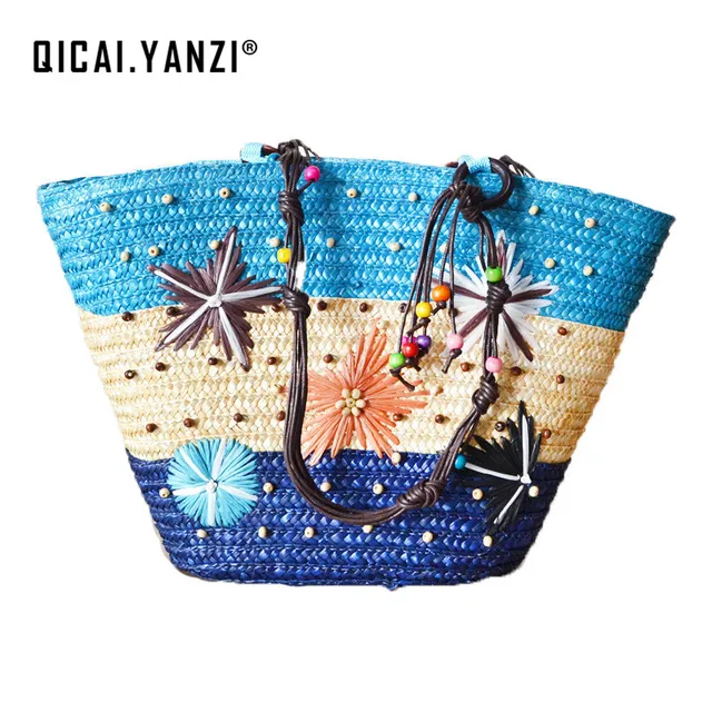 Qicaiyanzi Summer 2017 Women Hawaii Holiday Beach Shoulder Bags Lady Qicaiyanzi Summer 2017 Women Hawaii Holiday Beach Shoulder Bags Lady Starfish Straw Handbags Mujer Colorful Beads