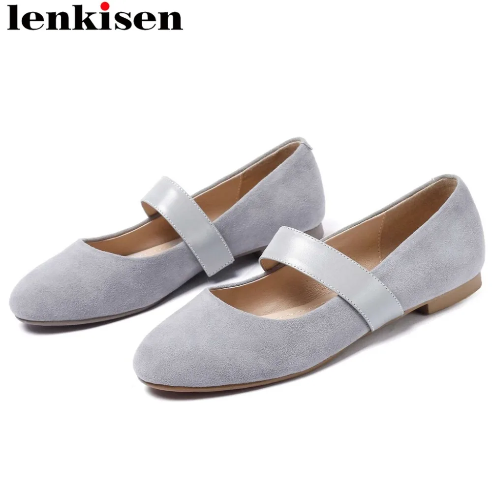 Sur apricot Conduite L00 Chaussures Appartements Rond Bout Véritable Quotidien Design Nouveau Cuir En Ballet Vocation Usage Glissement Lenkisen light Art Noir Confort Rencontres Grey F6paq