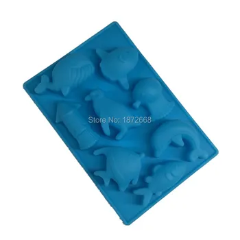 

8 Hole Whale Dolphin Fish Penguin Shape Silicone Chocolate Mold Cute Animals Cake Mould Fondant Tools 50pcs Free DHL/Fedex