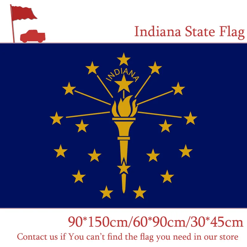 

Free shipping Indiana State Flag American 90*150cm 60*90cm Flag 100D Polyester High Quality 35*45cm Car Flag