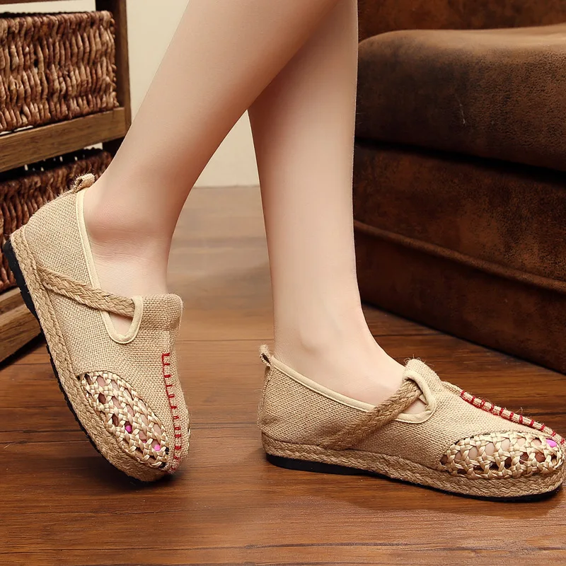 Rayé Plat Casual Femmes Baleriny Gril Respirant Slip or gris Chaussures Sandales Clair Creux Sur Chaude Talon Lin 2018 Étudiant wYWqx5Azw