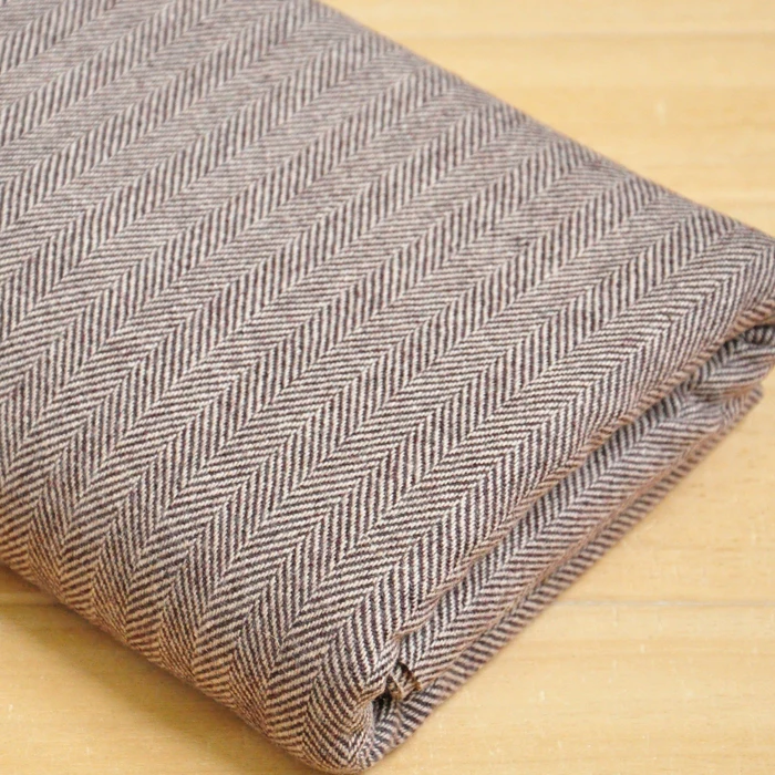 free ship wool tweed fabric warm color weaved herringbone brown pattern