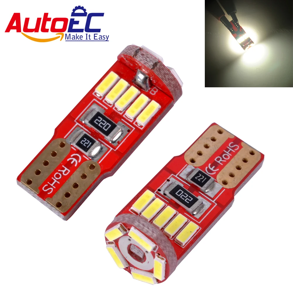 

AutoEC 100 X T10 194 168 W5W Canbus Led 4014 15smd Error Free Auto Car Clearance Lights Backup Reverse Lamp White 12V DC #LB129