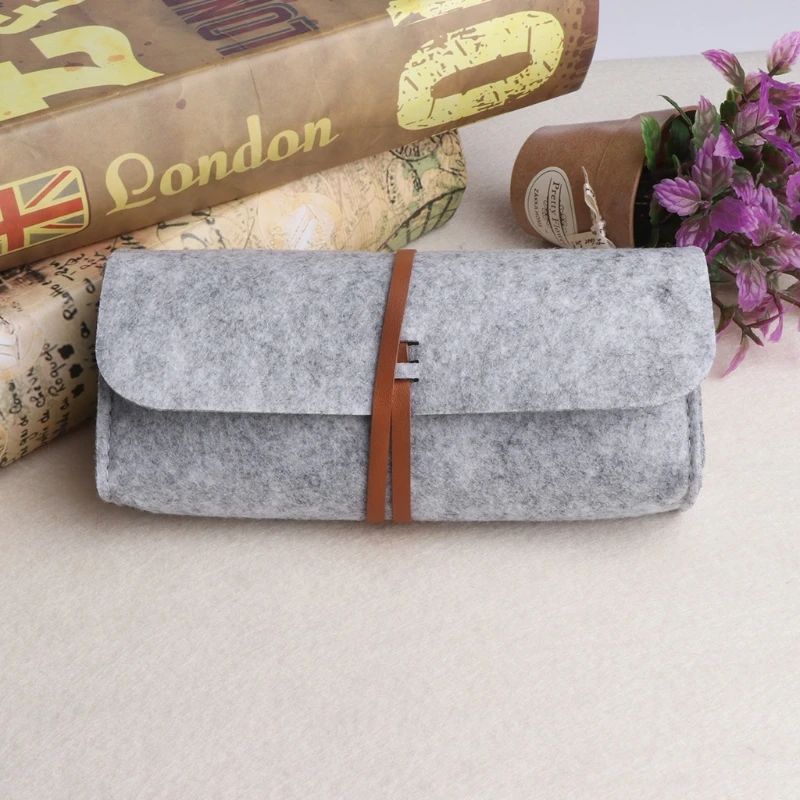 Felt Sunglasses Bags Cases Portable Soft Glasses Package Accessories Belt Closure