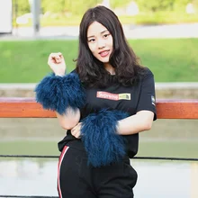 CX-A-47M Модные женские мех монгольского ягнёнка манжеты на рукавах браслет ветрозащитная рука грелка