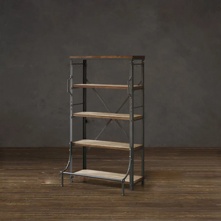 Zhengtian American country style wrought iron shelves vintage wood