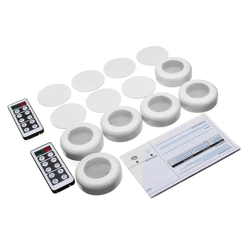 

CLAITE 6Pcs Round LED Cabinet Light with Remote Control Dimmable Timer Closet Light Night Light Battery Powered Wall Lamp DC4.5V