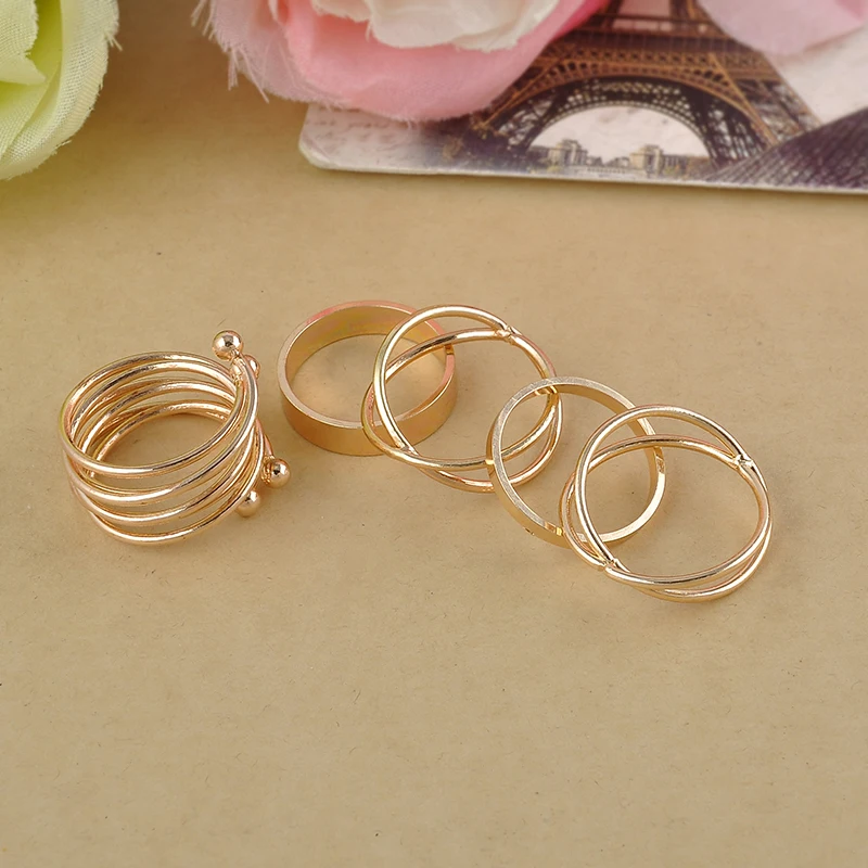 

6pcs/Set Women Girl Ring Set Punk Style Knuckle Rings Finger Ring Gift