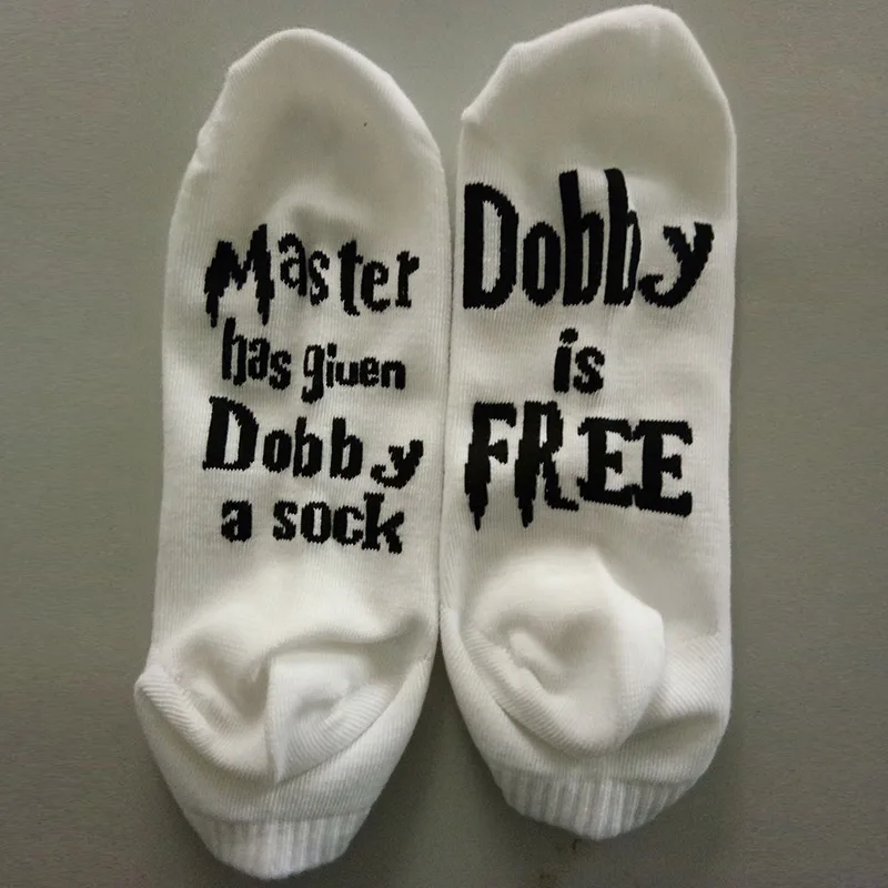 Женские забавные носки Dobby с буквенным принтом, милые осенне-весенние забавные носки Meia, Новое поступление, Chaussette Femme, зимние теплые носки Meias - Цвет: White
