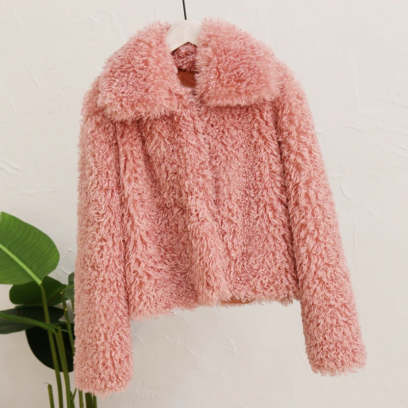 Curly Lamb Faux Fur Jacket Coat Women Turn Down Collar Furry Fake Fur Jacket for Women 2018 Winter Warm Fluffy Jackets Outerwear Curly Lamb Faux Fur Jacket Coat Women Turn Down Collar Furry Fake Fur Jacket for Women 2018 Winter Warm Fluffy Jackets Outerwear