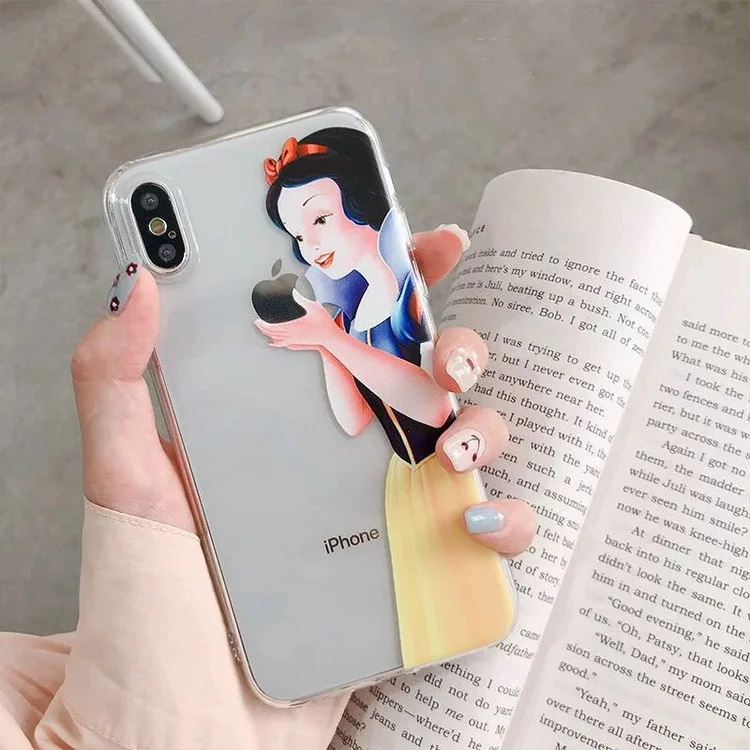 

Princess snow White disneys cute anime Phone case for coque iPhone 7 7 plus 8 6s plus XS max Transparent case for iPhone cover X